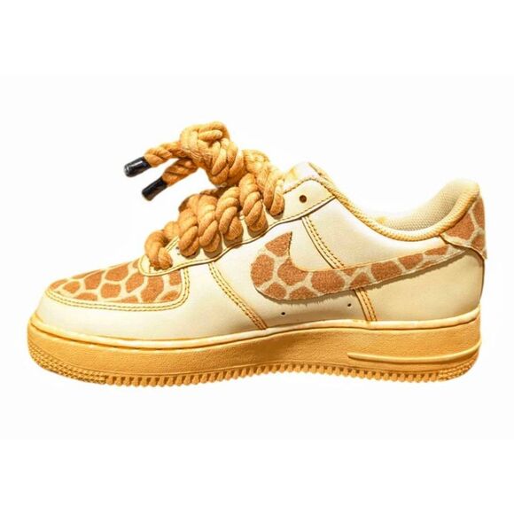 NIKE Air Force 1 Low Custom Orange Dip Dye Rope Lace Sneakers Size 8.5 - Picture 6 of 9